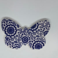 Handmade Ceramic Butterfly--Blue Designs 3"