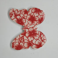 Handmade Ceramic Butterfly--Red Designs--2.75" wide