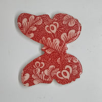 Handmade Ceramic Butterfly--Red Designs--3" wide