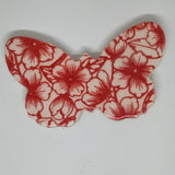 Handmade Ceramic Butterfly--Red Designs--3" wide