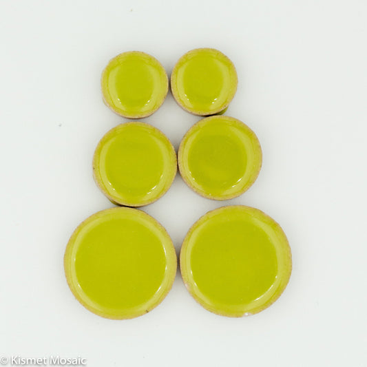cr-Lime Green Round, CeramicRound tile - Kismet Mosaic - mosaic supplies