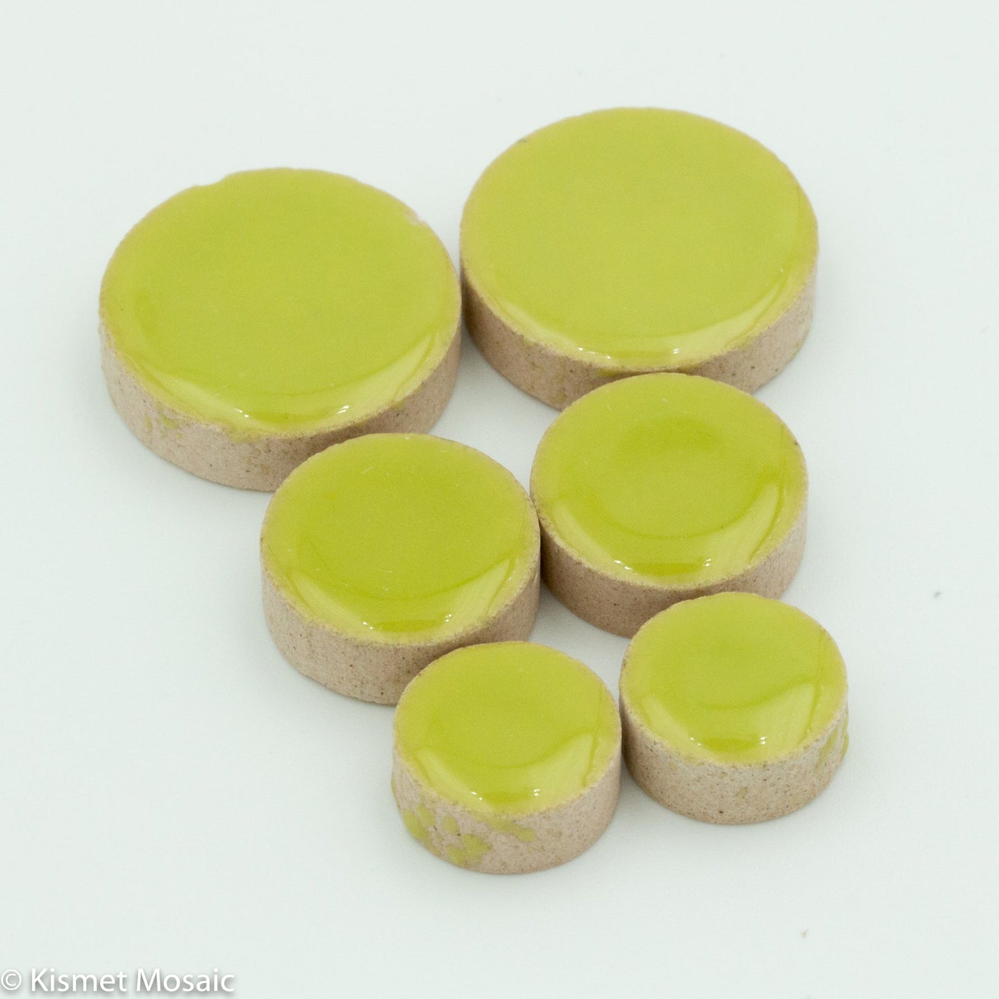 cr-Lime Green Round, CeramicRound tile - Kismet Mosaic - mosaic supplies