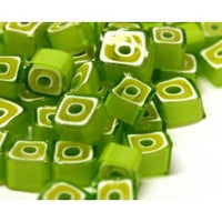 M13 - Lime Green Square (8-9mm), Millefiori tile - Kismet Mosaic - mosaic supplies