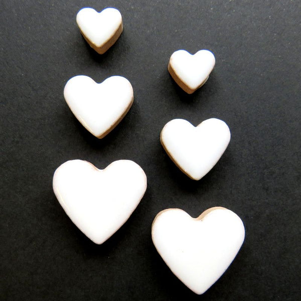 cha-Ceramic Charms-White Hearts