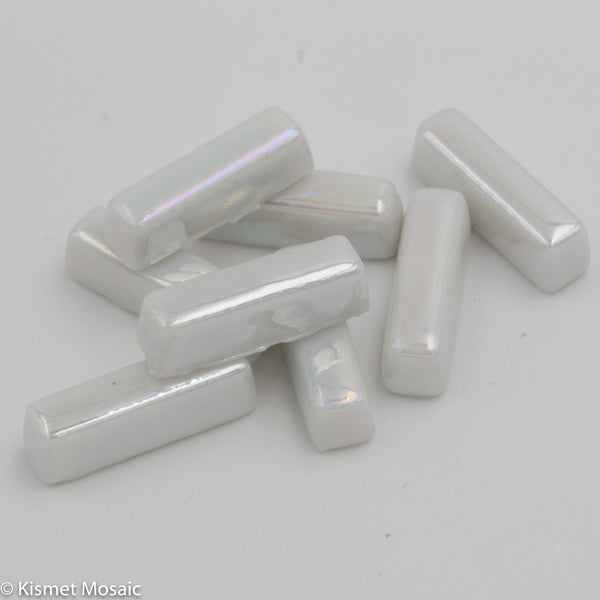 640-i - Zinc White - Mini-Rectangles - Irid, MiniRectangle tile - Kismet Mosaic - mosaic supplies