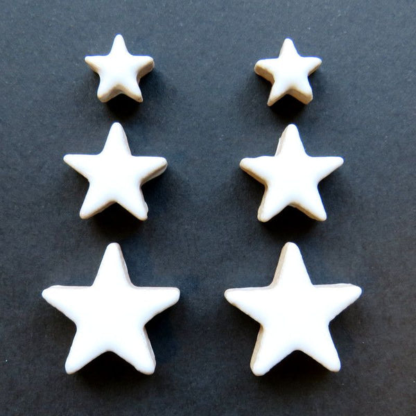 cha-Ceramic Charms-White Stars