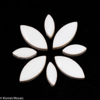 cp-White Ellipse/Petal, CeramicPetals tile - Kismet Mosaic - mosaic supplies