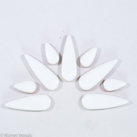 ct-White Teardrops, CeramicTeardrops tile - Kismet Mosaic - mosaic supplies