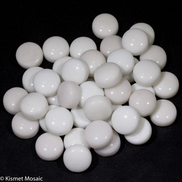 340-g Zinc White, BelliButtonGloss tile - Kismet Mosaic - mosaic supplies