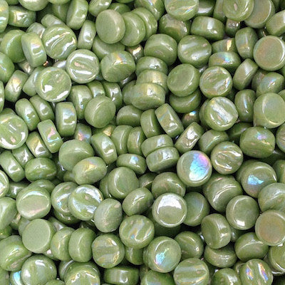 411-i Lime Green Mini Rounds, MiniRoundIrid tile - Kismet Mosaic - mosaic supplies