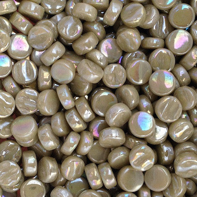 444-g - Light Olive, MiniRoundIrid tile - Kismet Mosaic - mosaic supplies