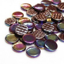 2100-i - Dark Chocolate - Iridescent Penny Rounds, PennyRoundIrid tile - Kismet Mosaic - mosaic supplies