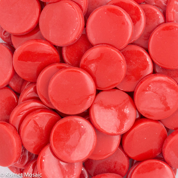 2107-g - Chili Red - Gloss Penny Rounds, PennyRoundGloss tile - Kismet Mosaic - mosaic supplies