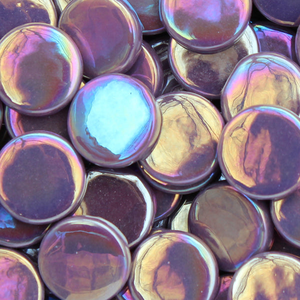 285-i - Purple - Iridescent, PennyRoundIrid tile - Kismet Mosaic - mosaic supplies