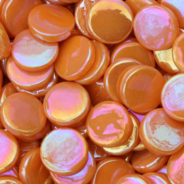 2104-i - Tangerine - Penny Rounds, PennyRoundIrid tile - Kismet Mosaic - mosaic supplies