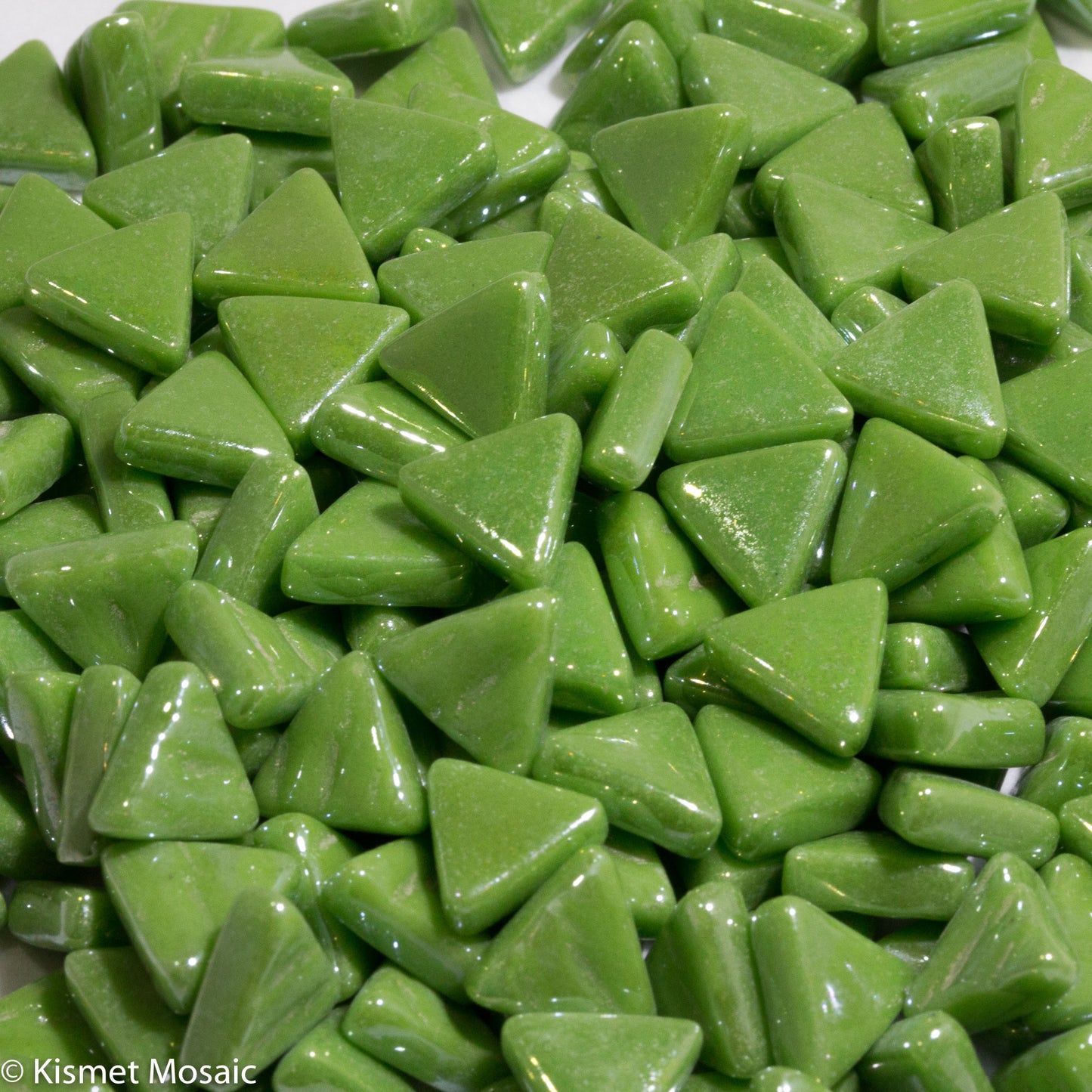 711-i - Lime Green Triangle, TriangleIrid tile - Kismet Mosaic - mosaic supplies