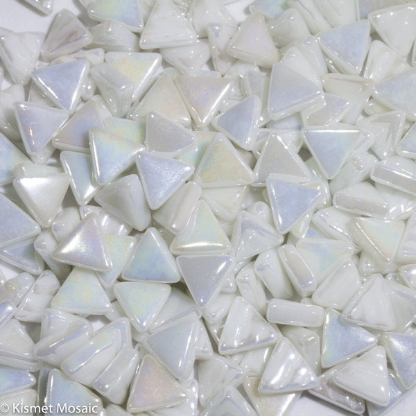 740-i - Zinc White Triangle, TriangleIrid tile - Kismet Mosaic - mosaic supplies